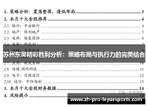 苏州东吴精彩胜利分析:策略布局与执行力的完美结合 苏州东吴精彩胜利分析:策略布局与执行力的完美结合